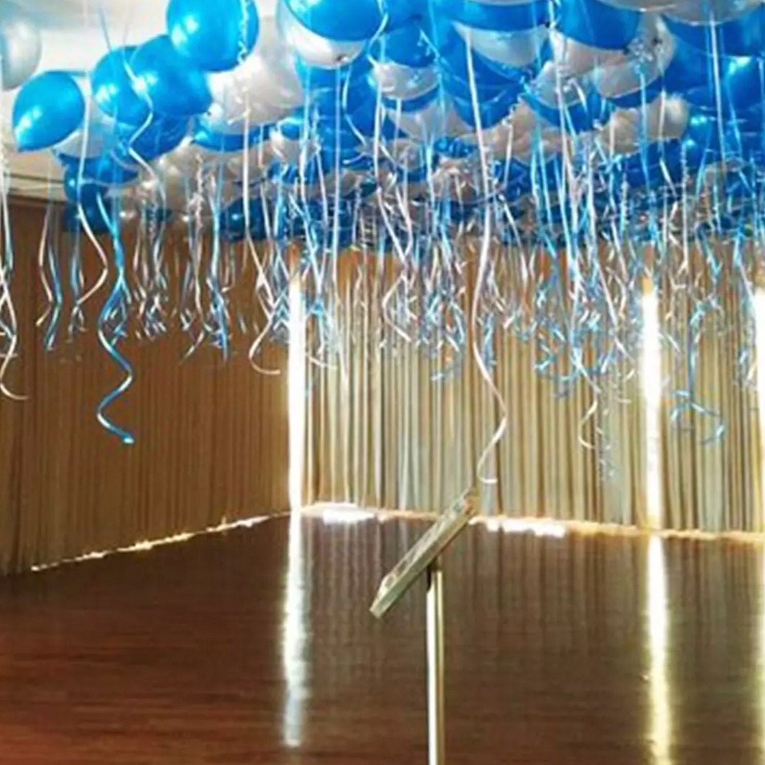 Blue And Silver Helium Balloon Decor