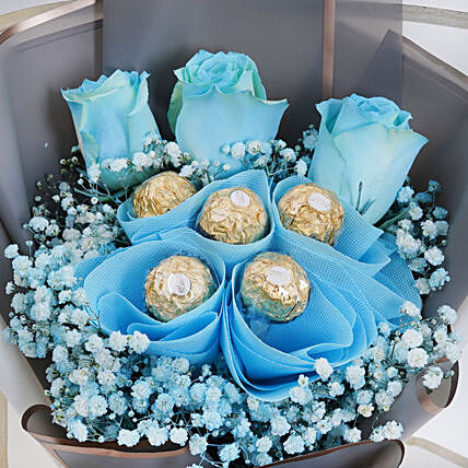 Blue Roses and Rochers Bouquet