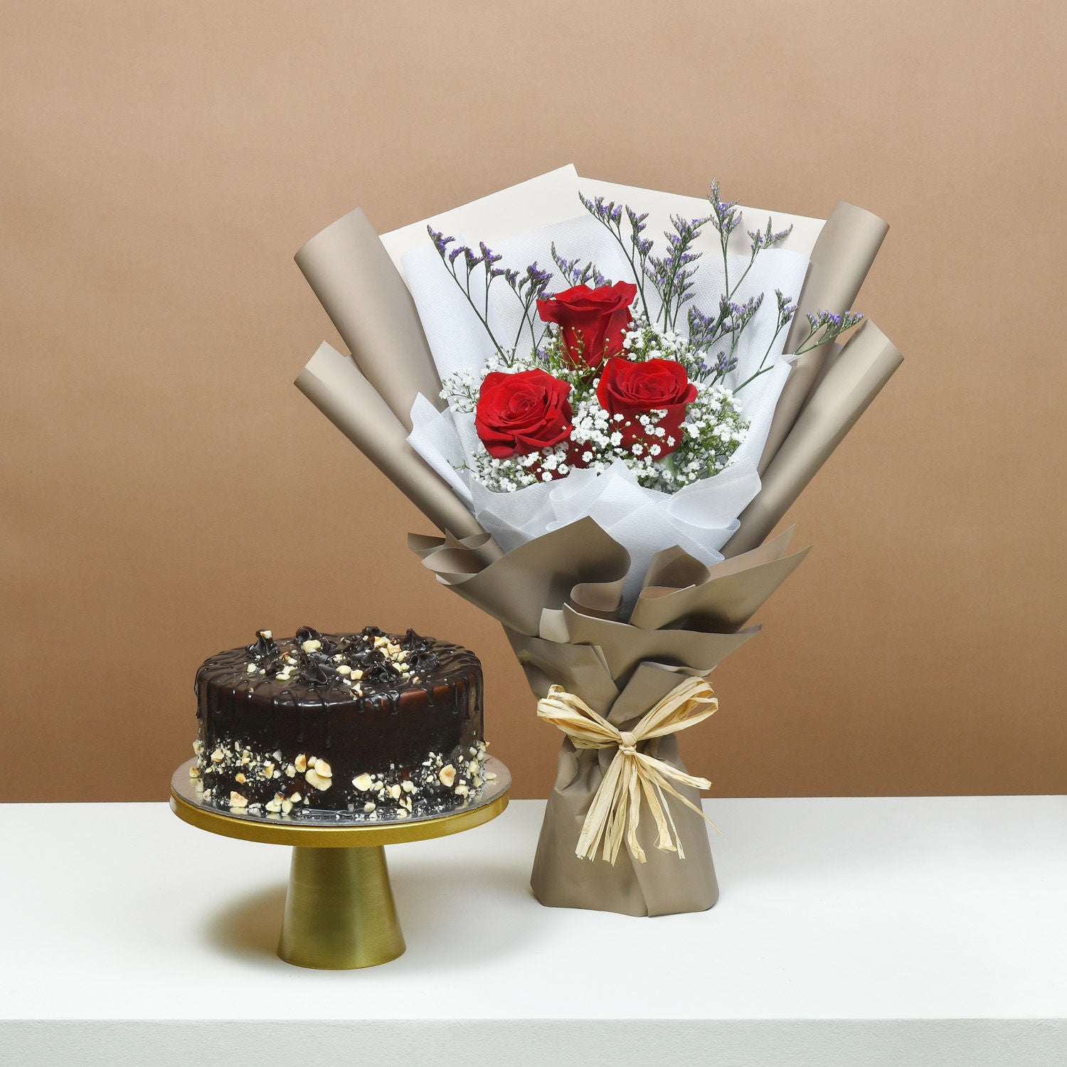 Blush Bouquet of Love N Chocolate Cake