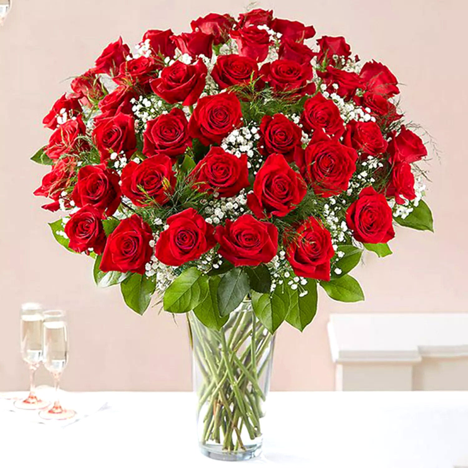 Bunch of 50 Scarlet Red Roses