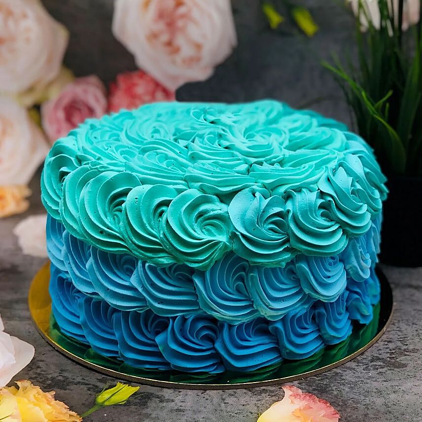 Calm Shades of Blue Forest Cake