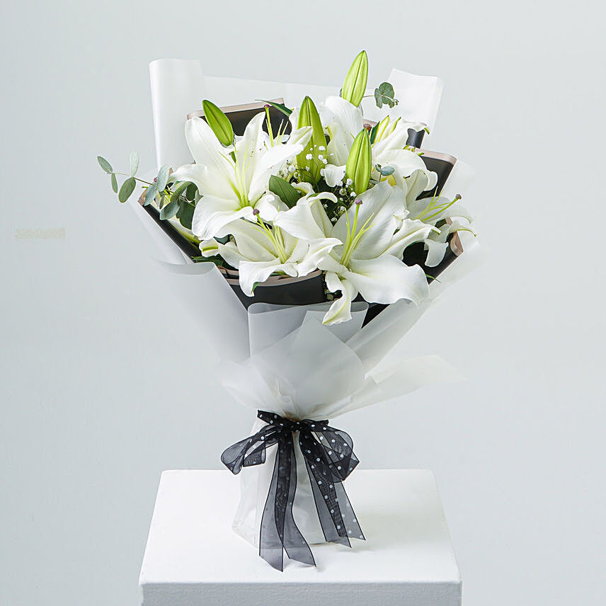 Charming White Lilies Bouquet