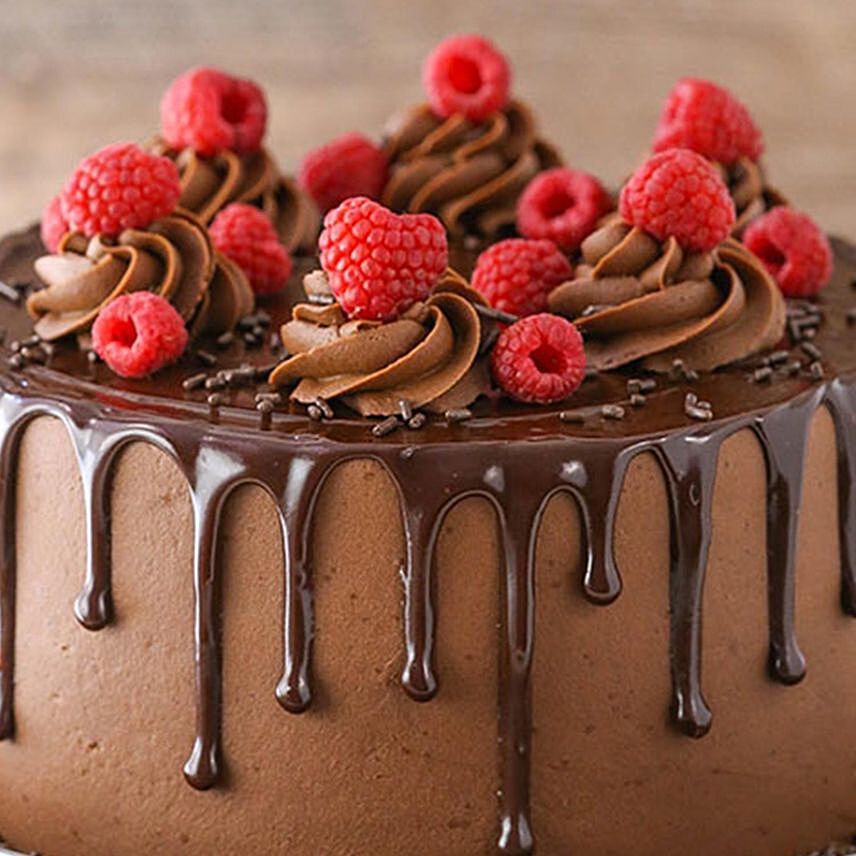 Dripping Chocolate Raspberry Cake