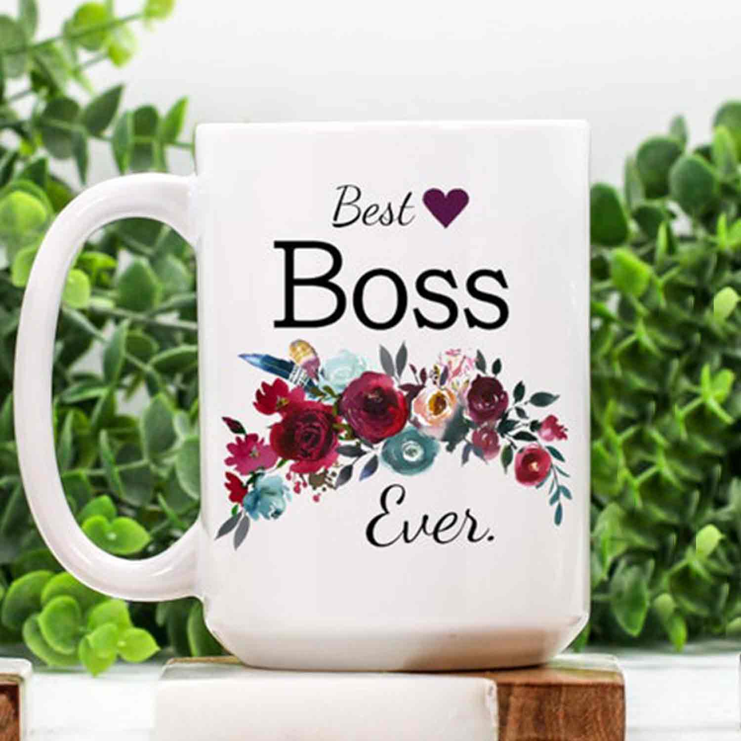 Flower Print Best Boss Mug