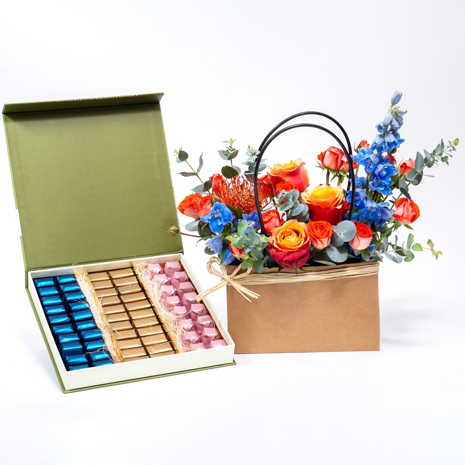 Flowers Arrangement with Chocolate Box