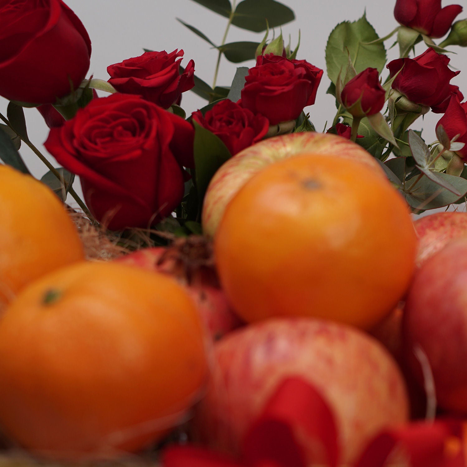 Fruits With Chocolate & Flowers Gift Box