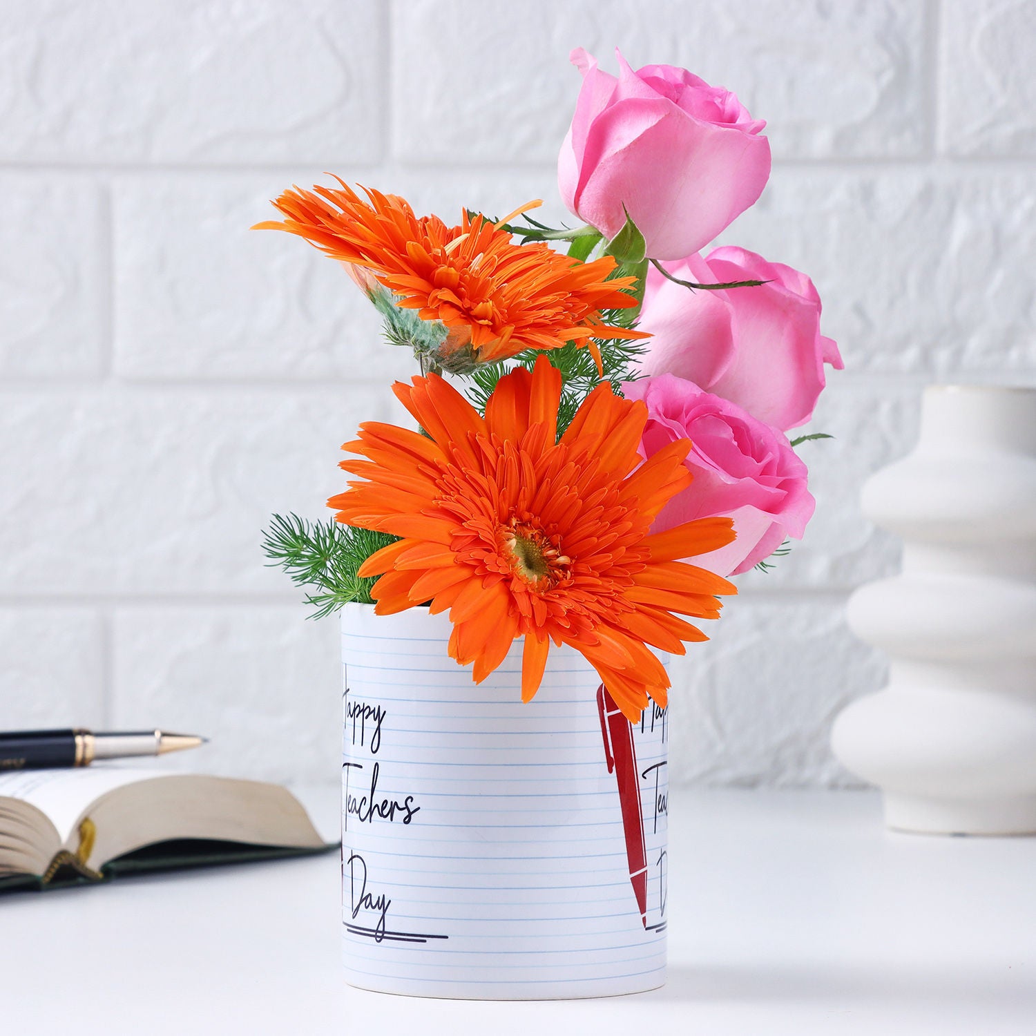 Gerbera and Rose Teachers Day Mug