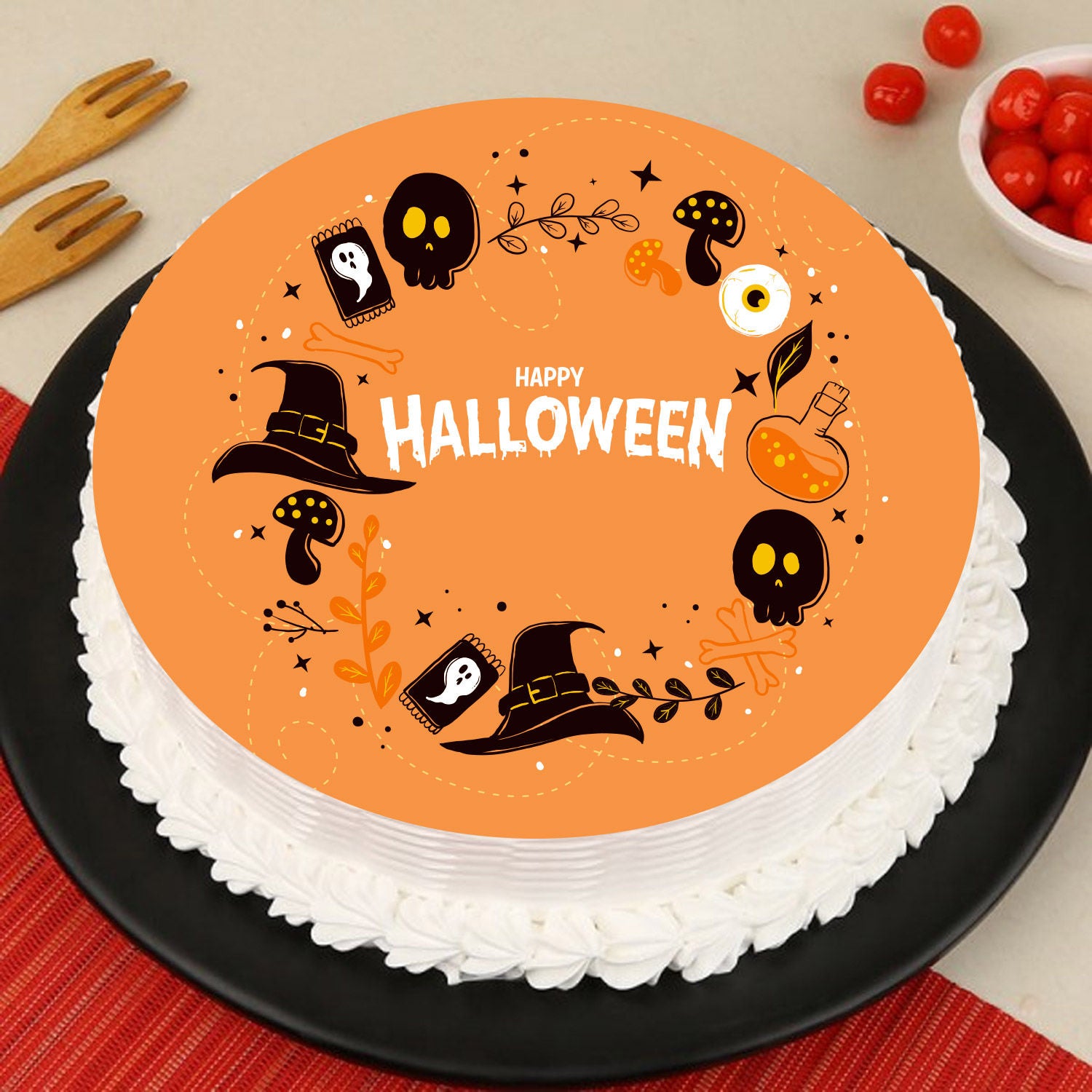 Halloween Black Magic Photo Cake