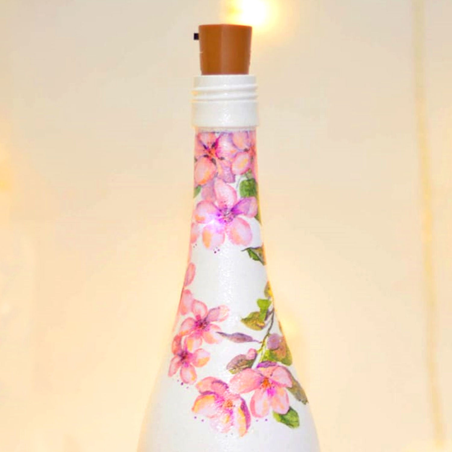 Hand Painted Glass Bottle With Led Light