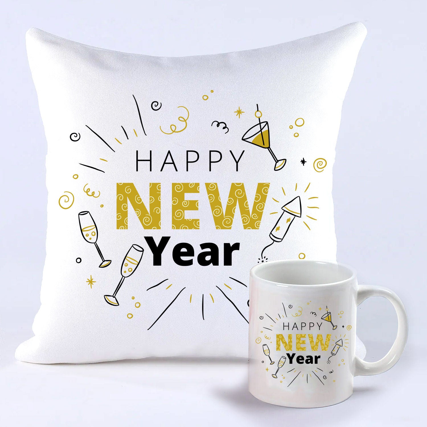Happening New Year Greetings Mug And Cushion