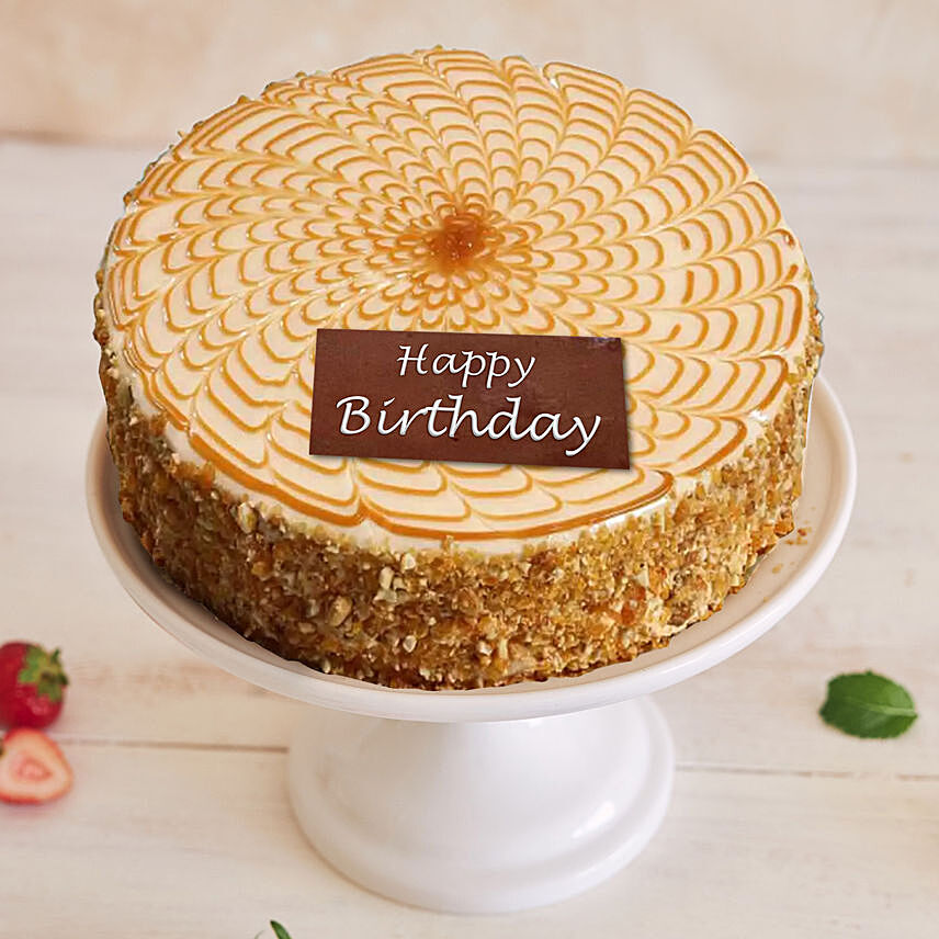 Happy Birthday Crunchy Butterscotch Cake