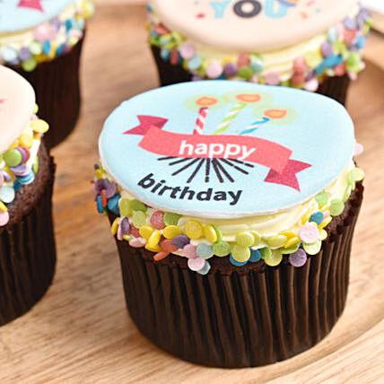 Happy Birthday Cup Cake 4 Pcs