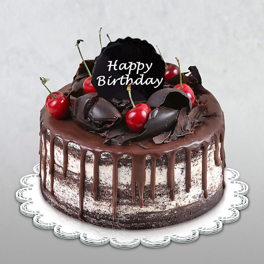 Happy Birthday Delicate Black Forest Cake