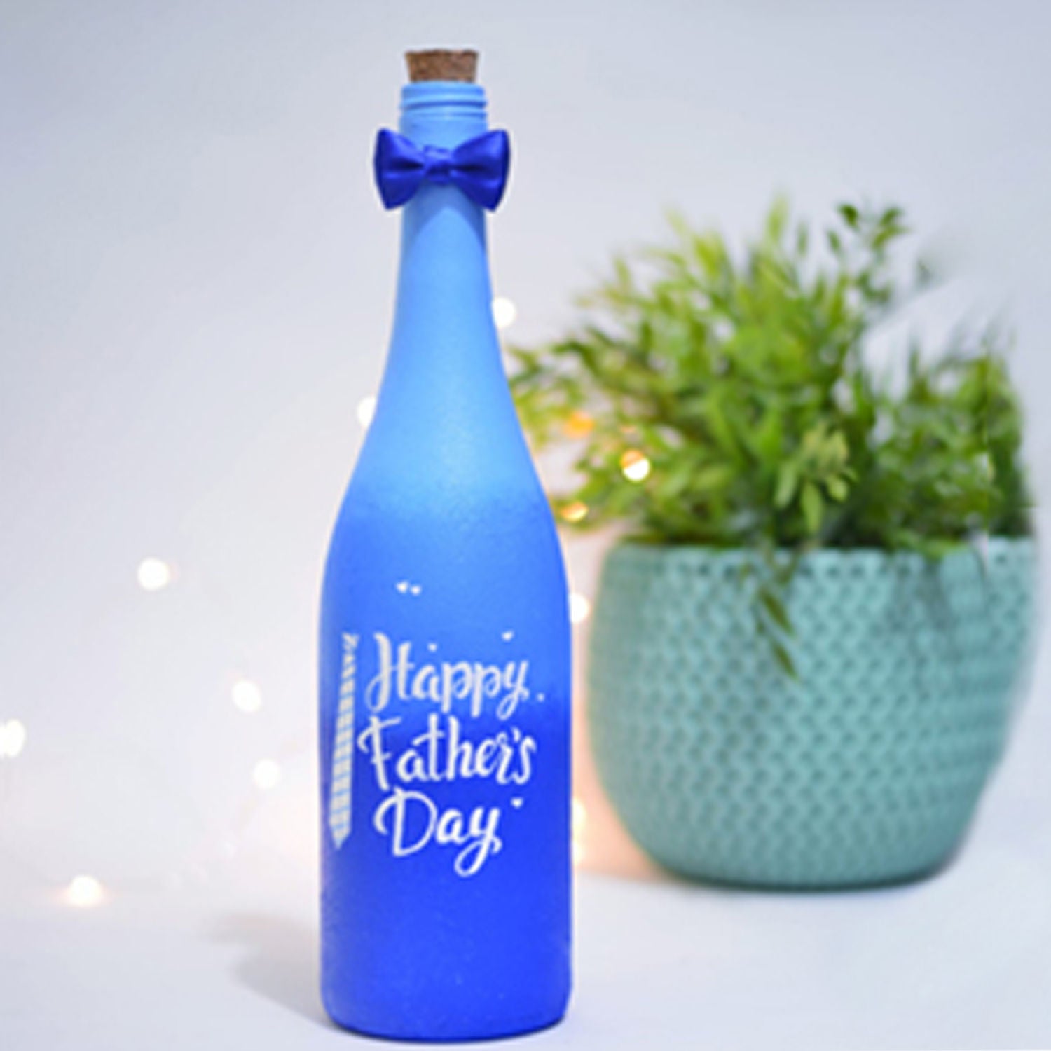 Happy Father's Day Hand Painted Glass Bottle