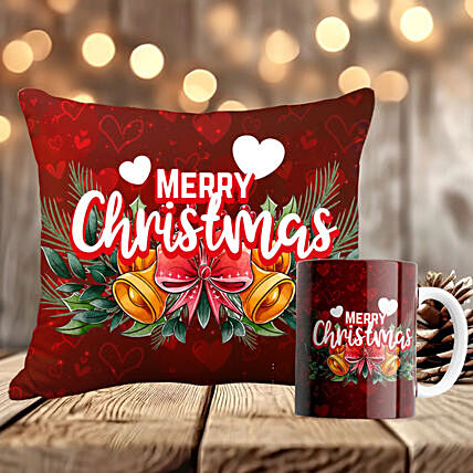 Holly Christmas Wishes Cushion And Mug
