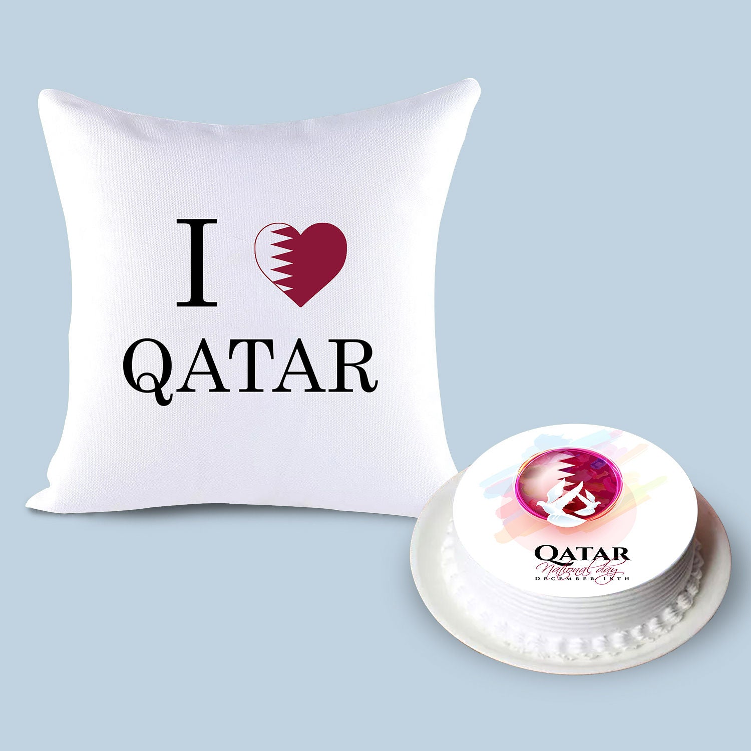 كومبو كيك شوكولاته ووسادة مطبوعة بأحب قطر