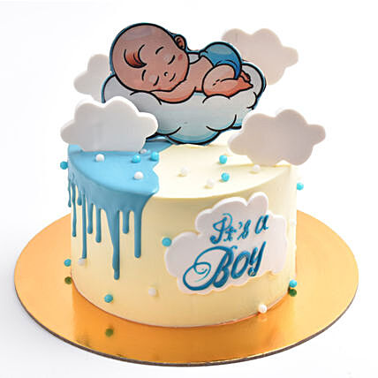 Joyful Baby Boy Arrival Cake