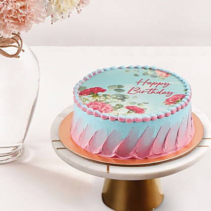 January Birthday Wish Flowers Vase And Cake