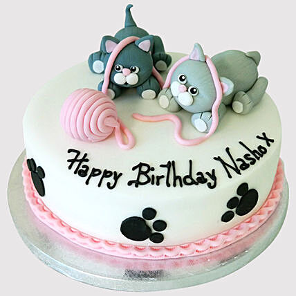 Kittens Playing Cake