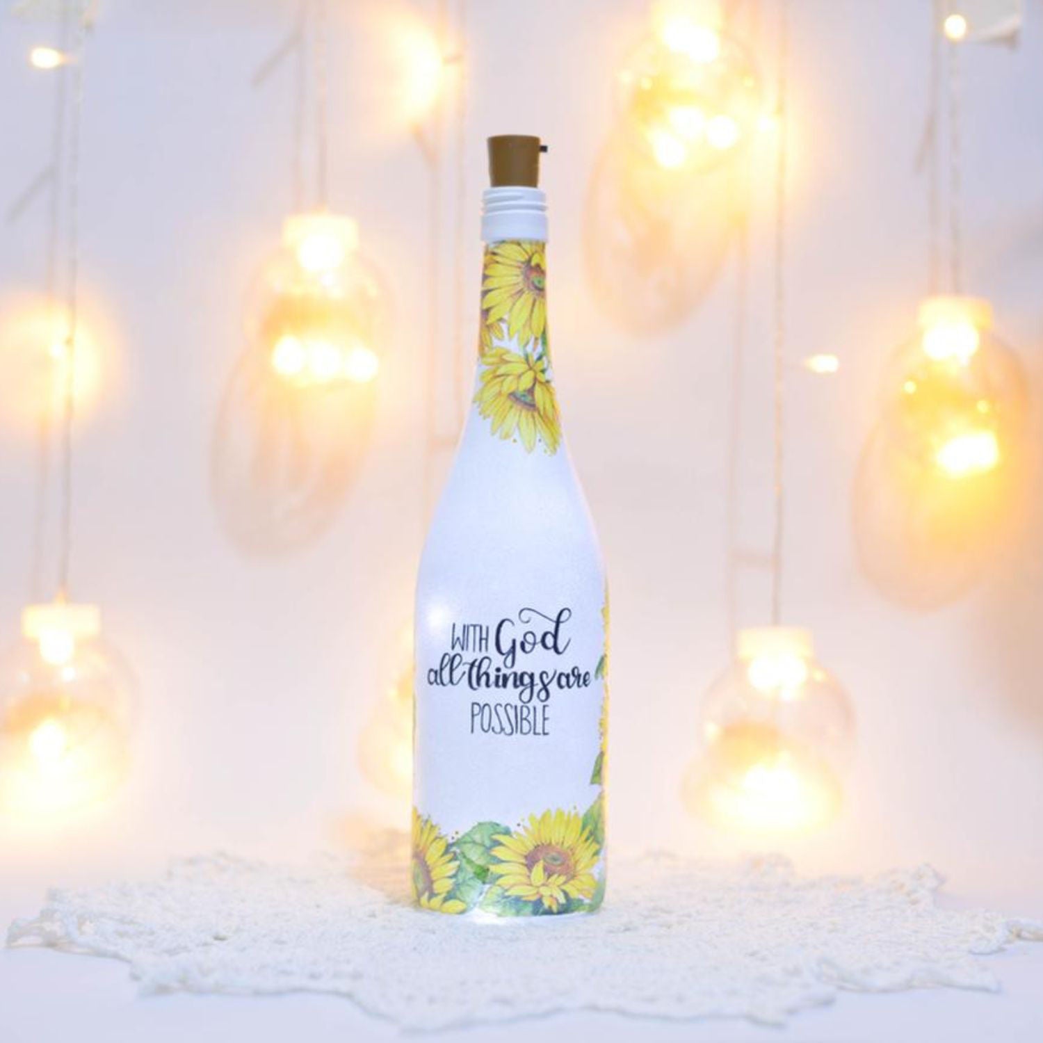 Led Hand Painted Glass Bottle