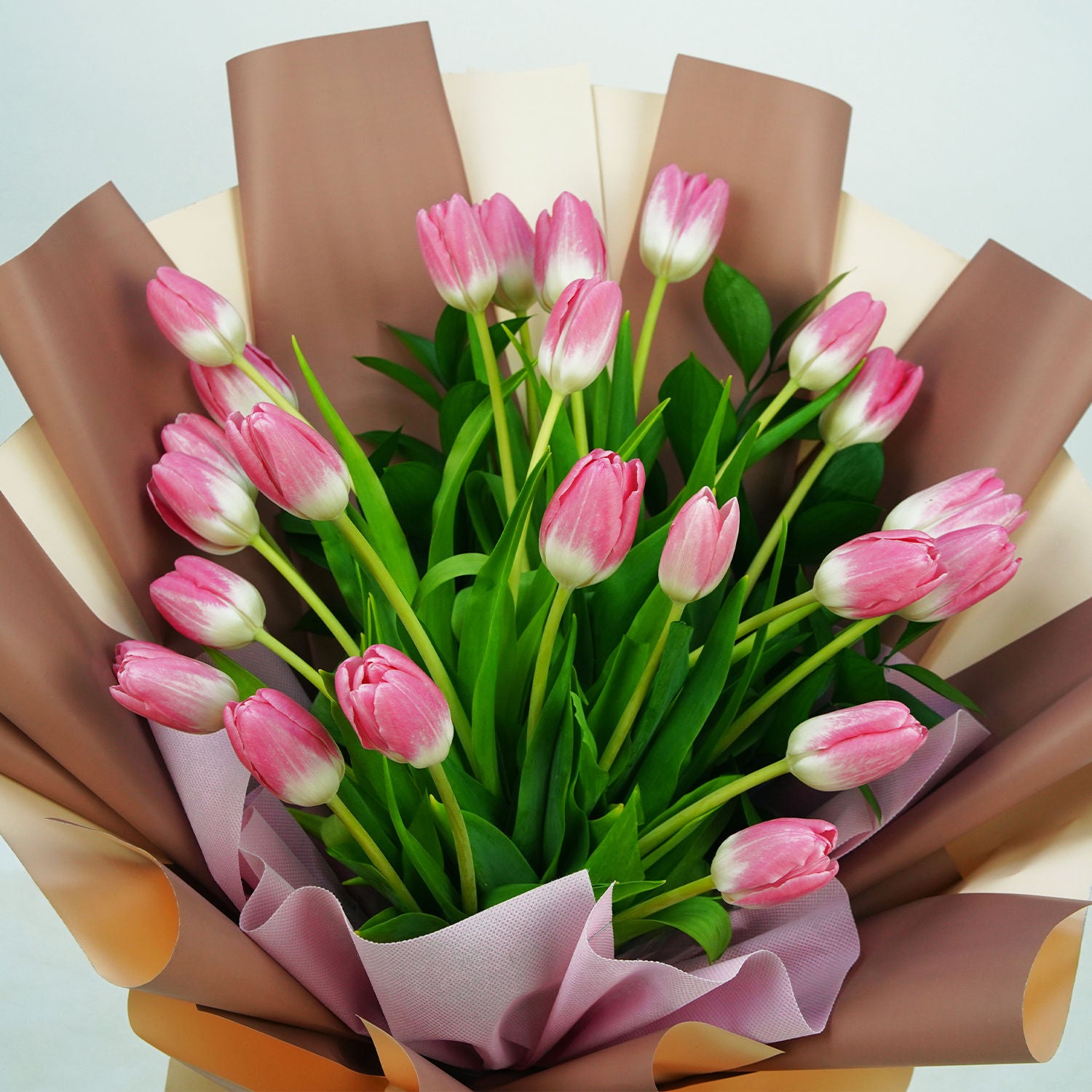 Lovely Pink N Light Pink Tulips Bouquet