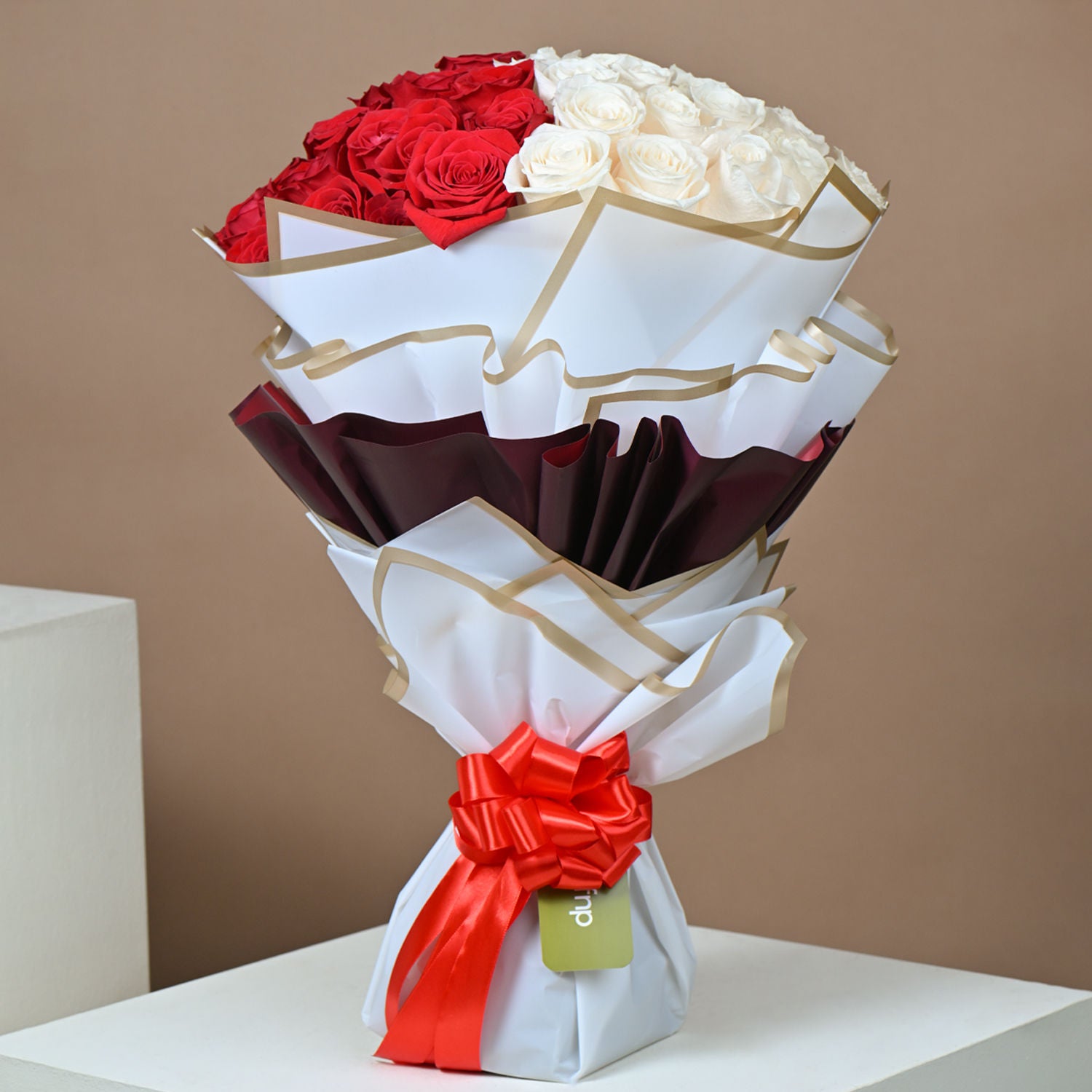 Lovely Red & White Rose Bouquet