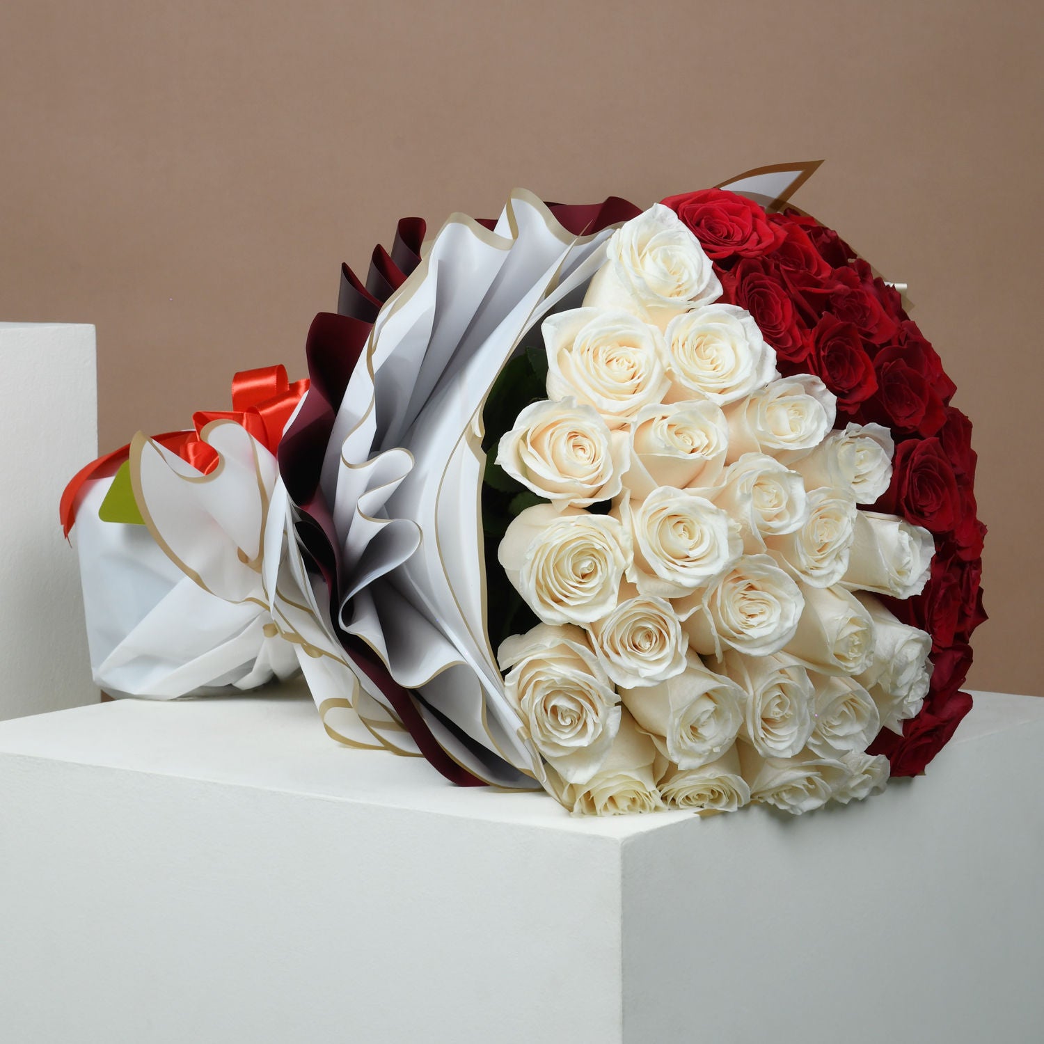 Lovely Red & White Rose Bouquet