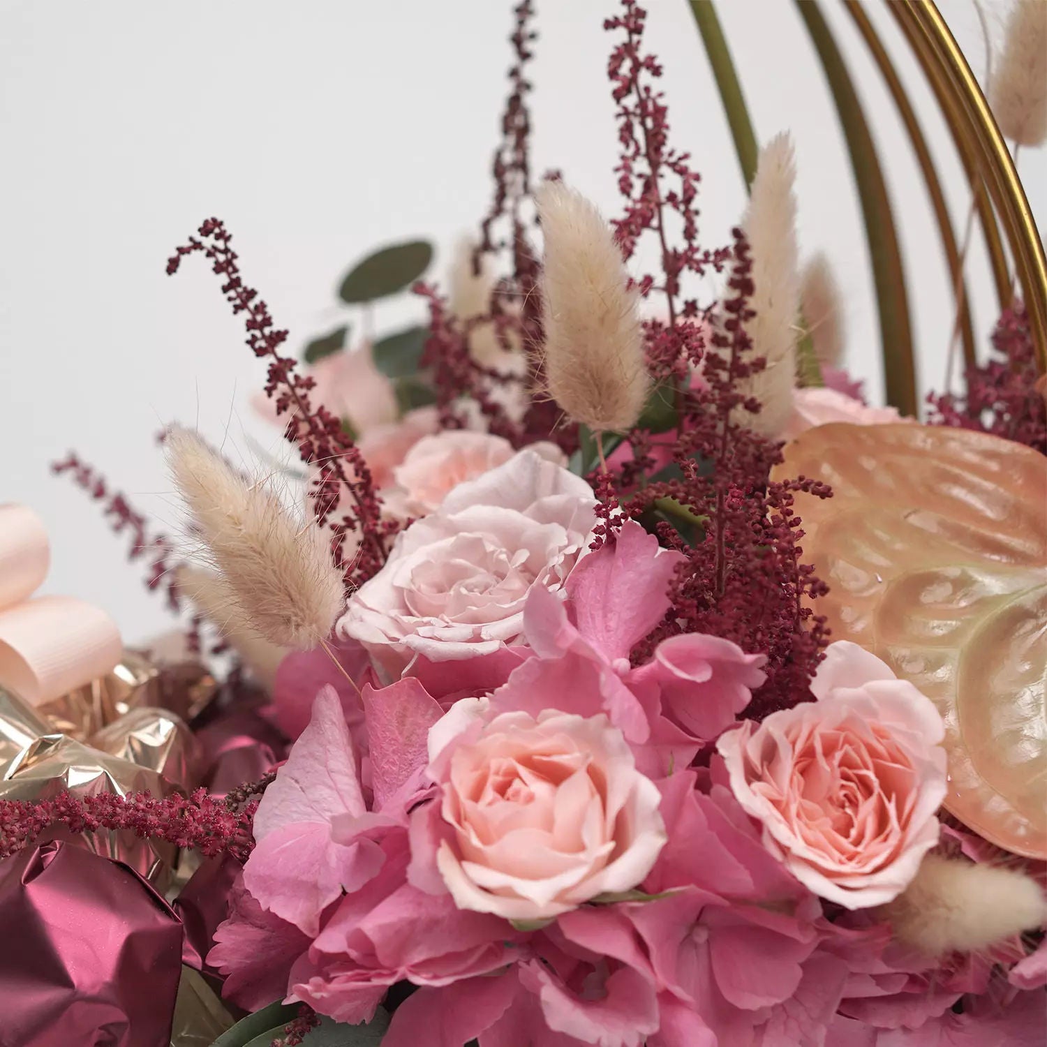 Mixed Flowers & Chocolates In A Cage