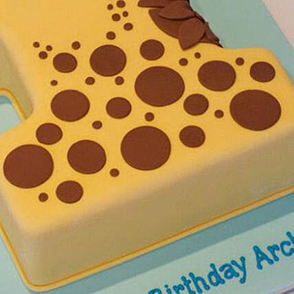 Giraffe Joy On Turning 1 Cake