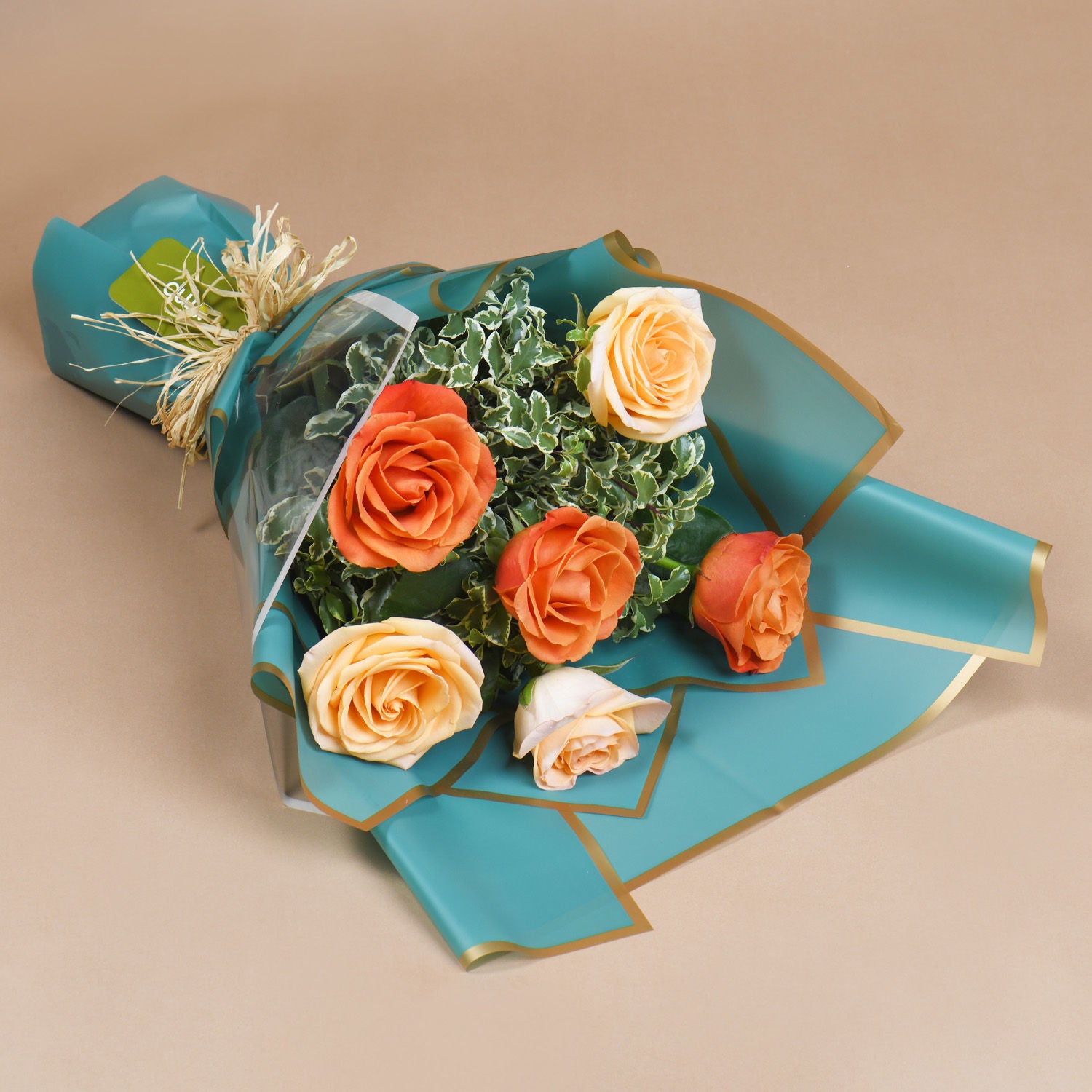 Orange and Peach Roses Bouquet