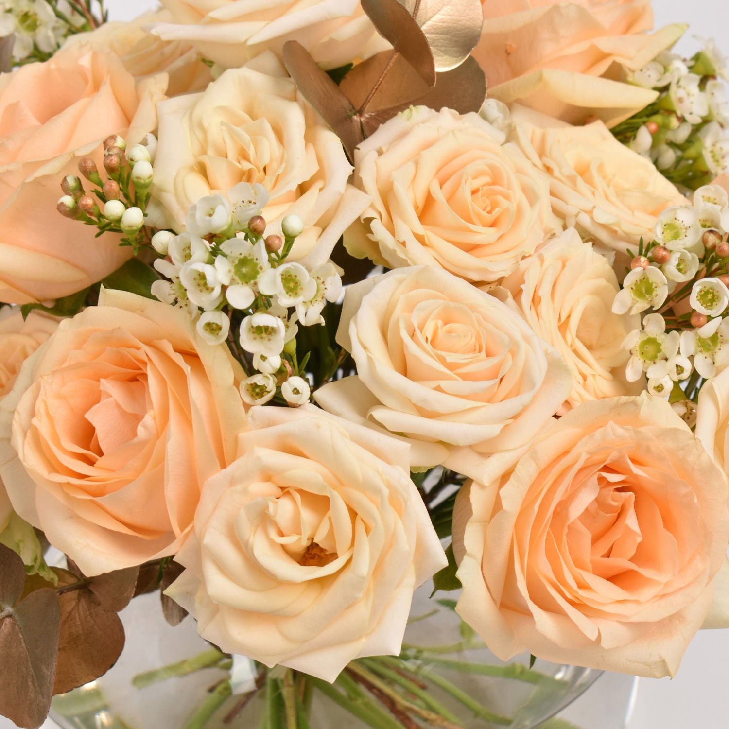 Peach Roses Table Centerpiece Flowers