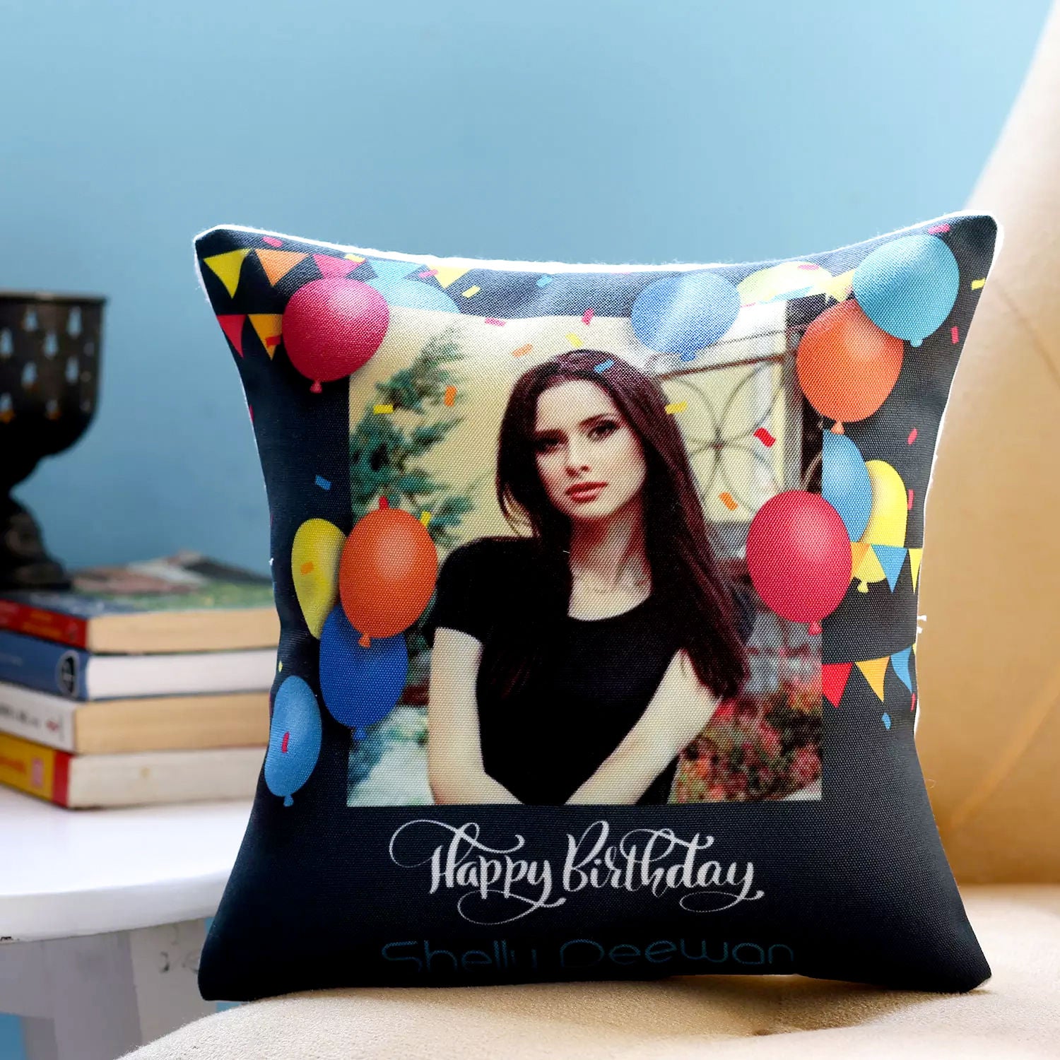 Personalised Birthday Balloons Cushion