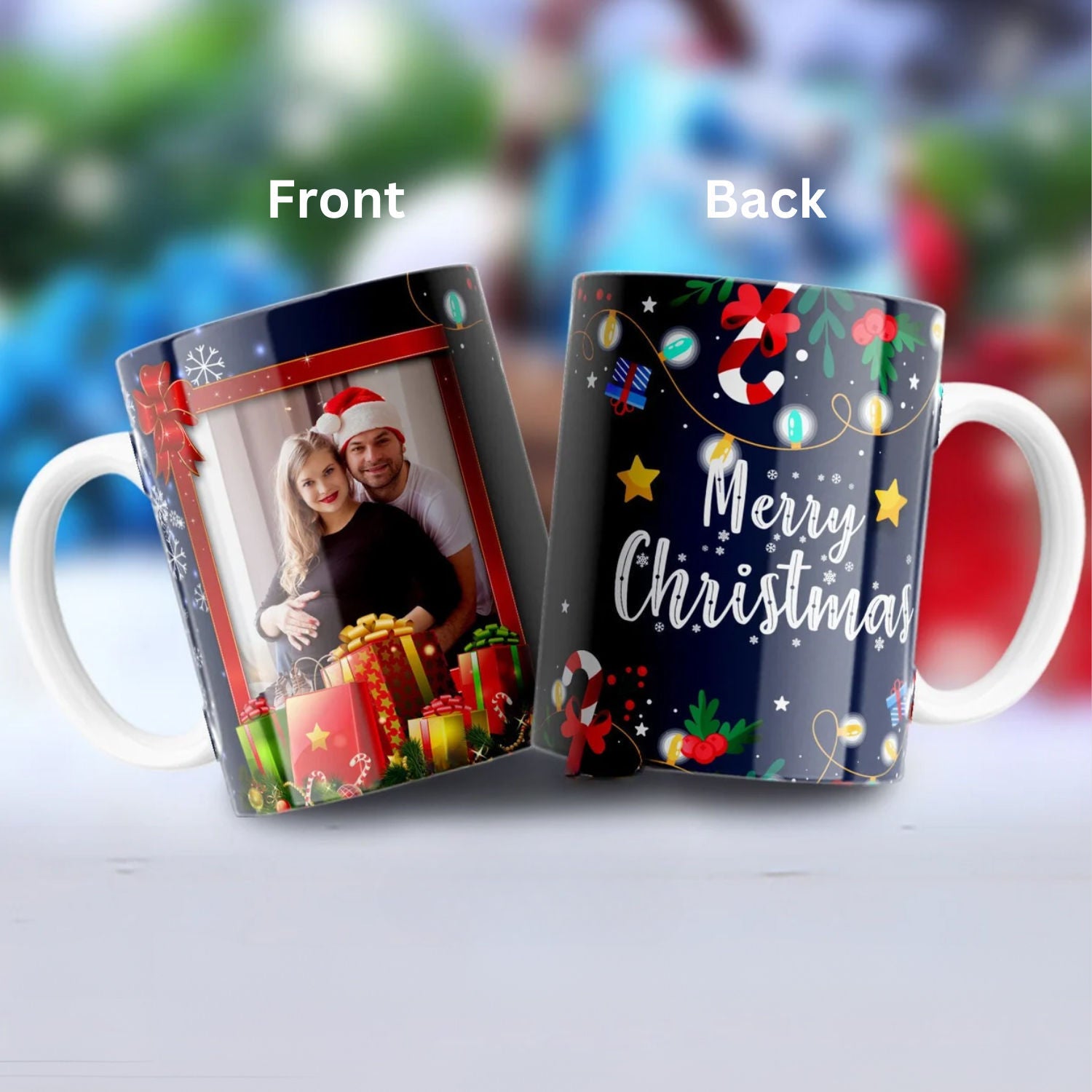 Personalised Black Merry Christmas Mug