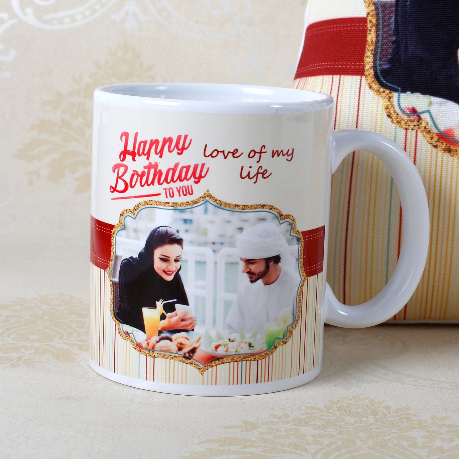 Personalised Cushion Mug And Cake Combo