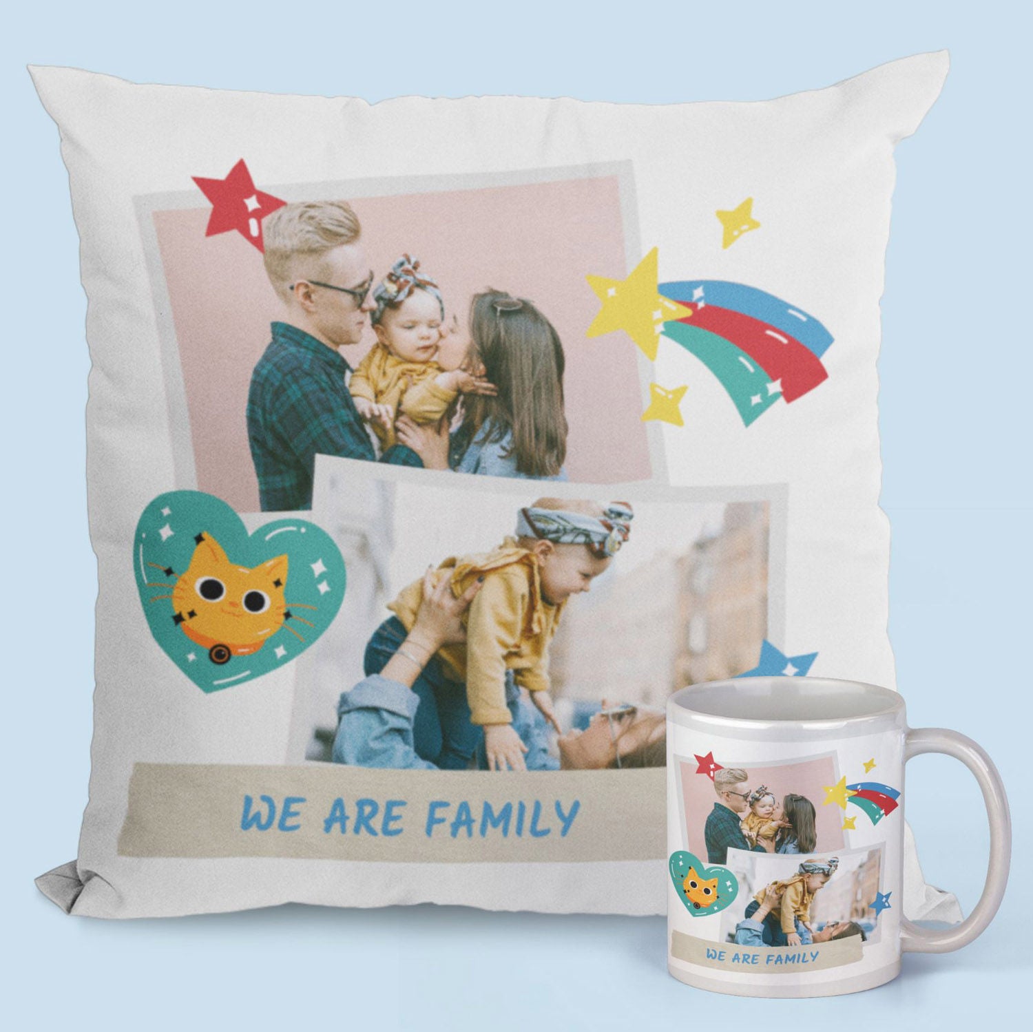 Personalised Family Mug And Cushion Combo