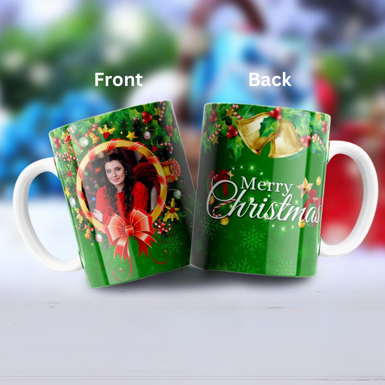 Personalised Green Merry Christmas Mug