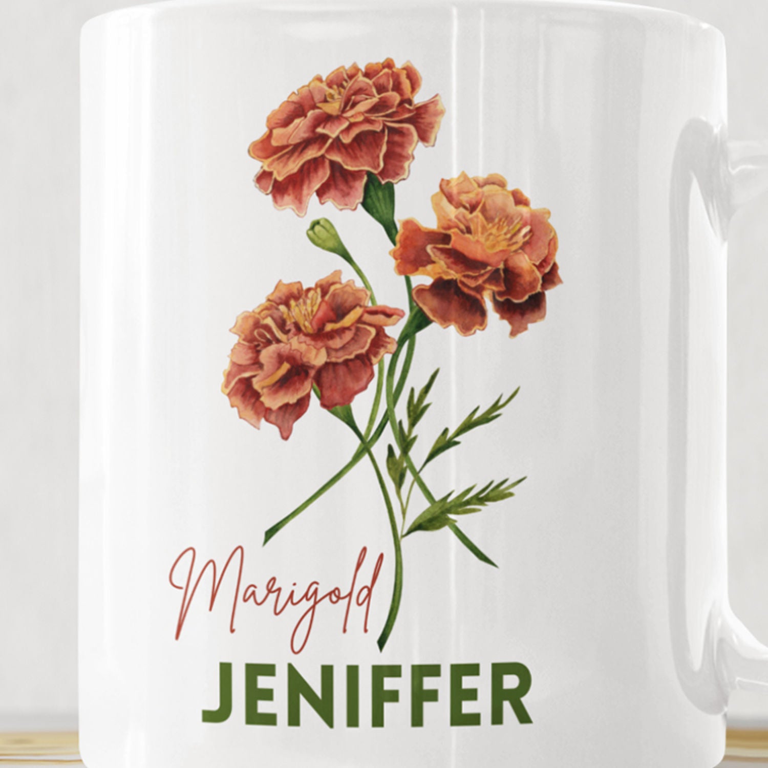 Personalised October Birthday Mug Orange Marigold