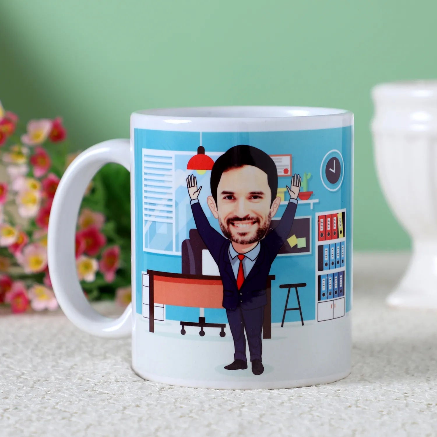 Personalised Office Man Caricature Mug