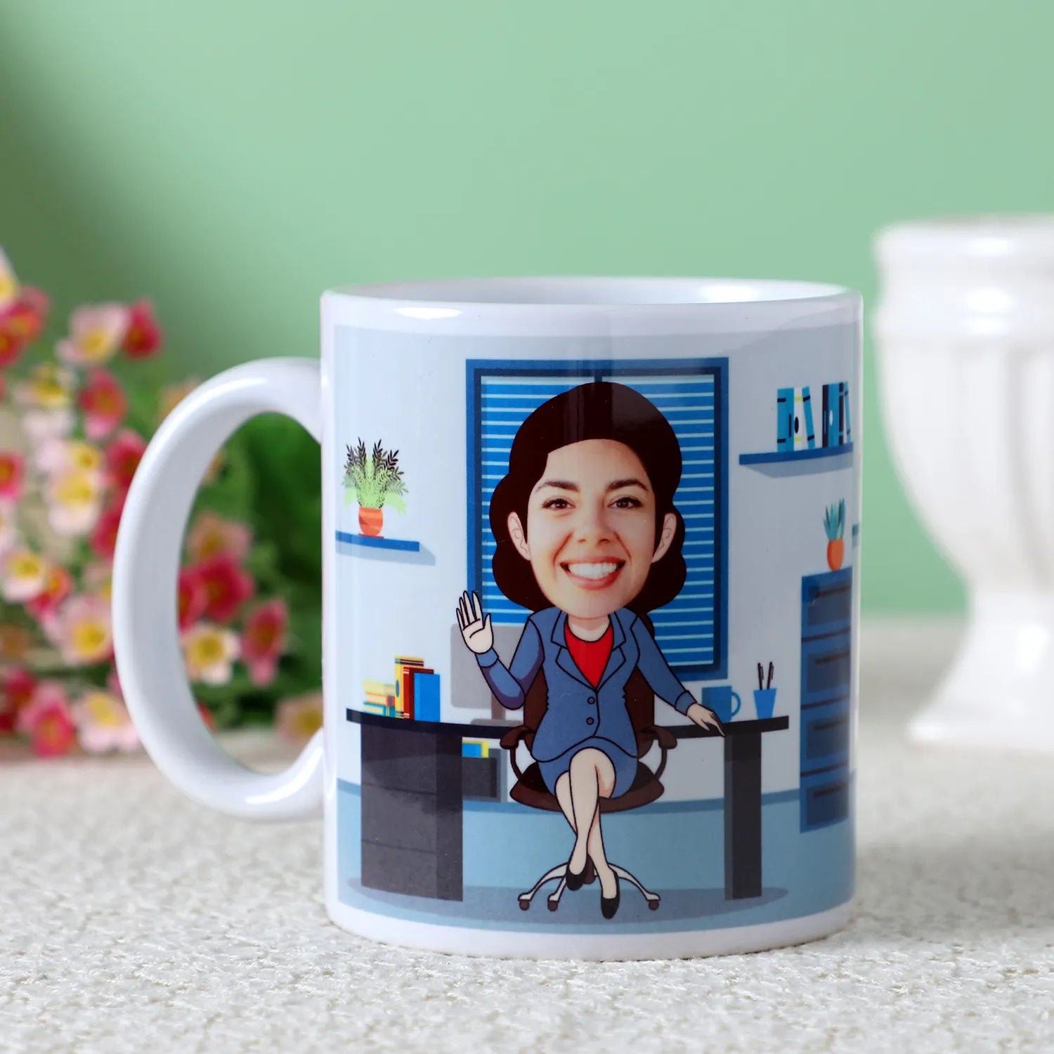 Personalised Office Woman Caricature Mug