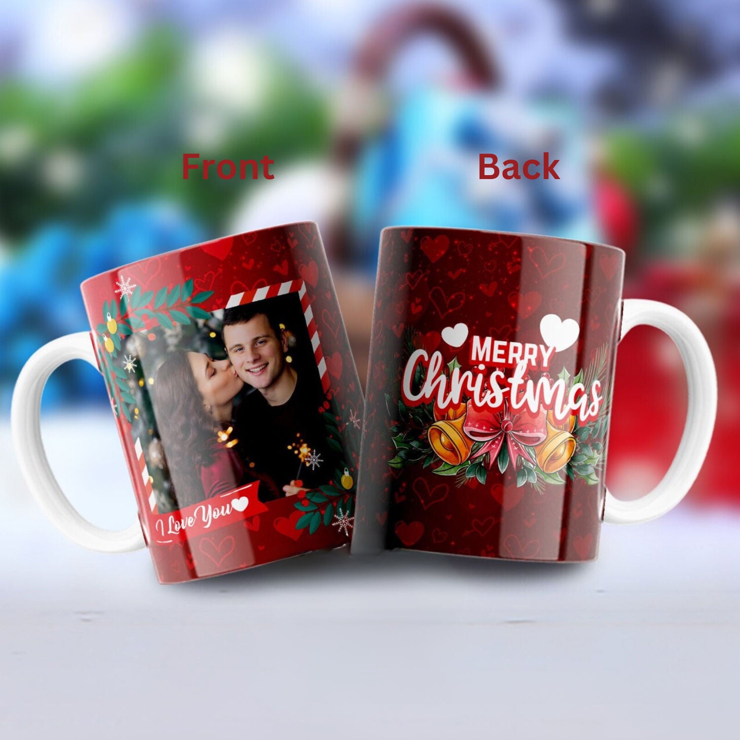 Personalised Red Merry Christmas Mug