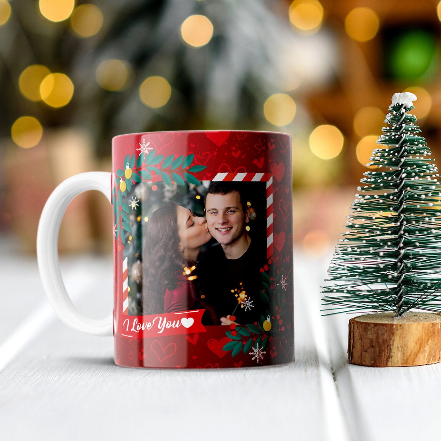 Personalised Red Merry Christmas Mug