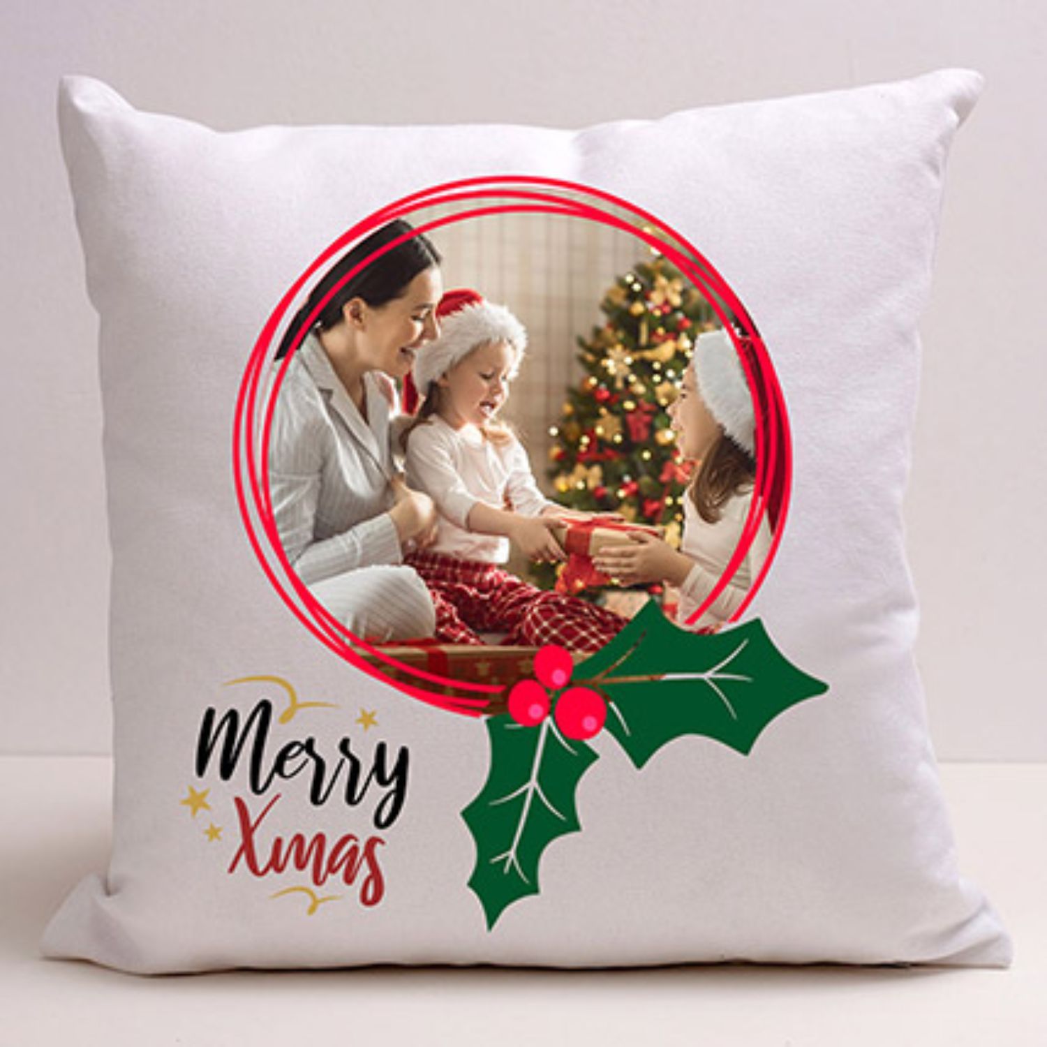 Personalised Xmas Memories White Cushion