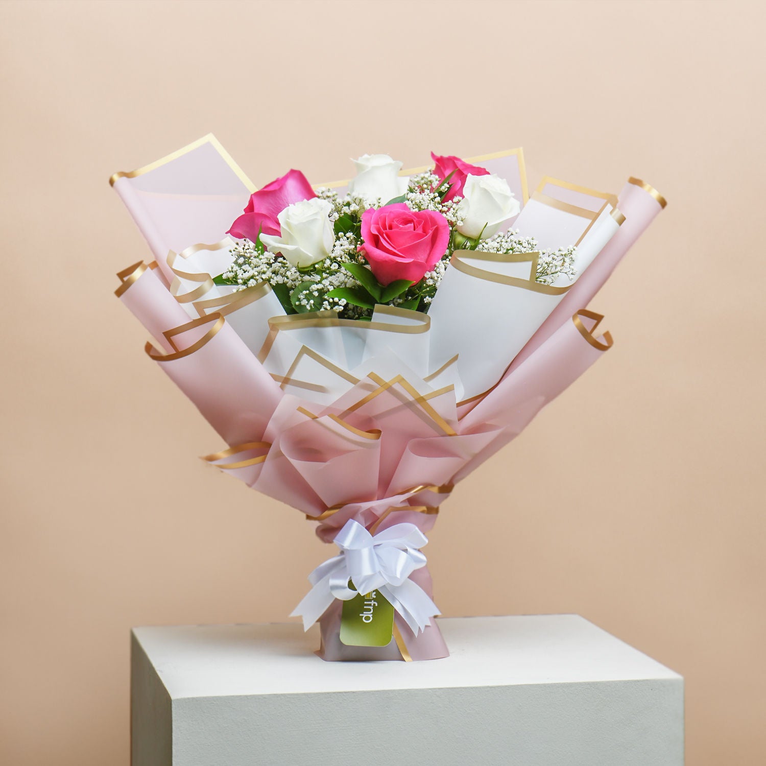 Pink and White Roses Bouquet