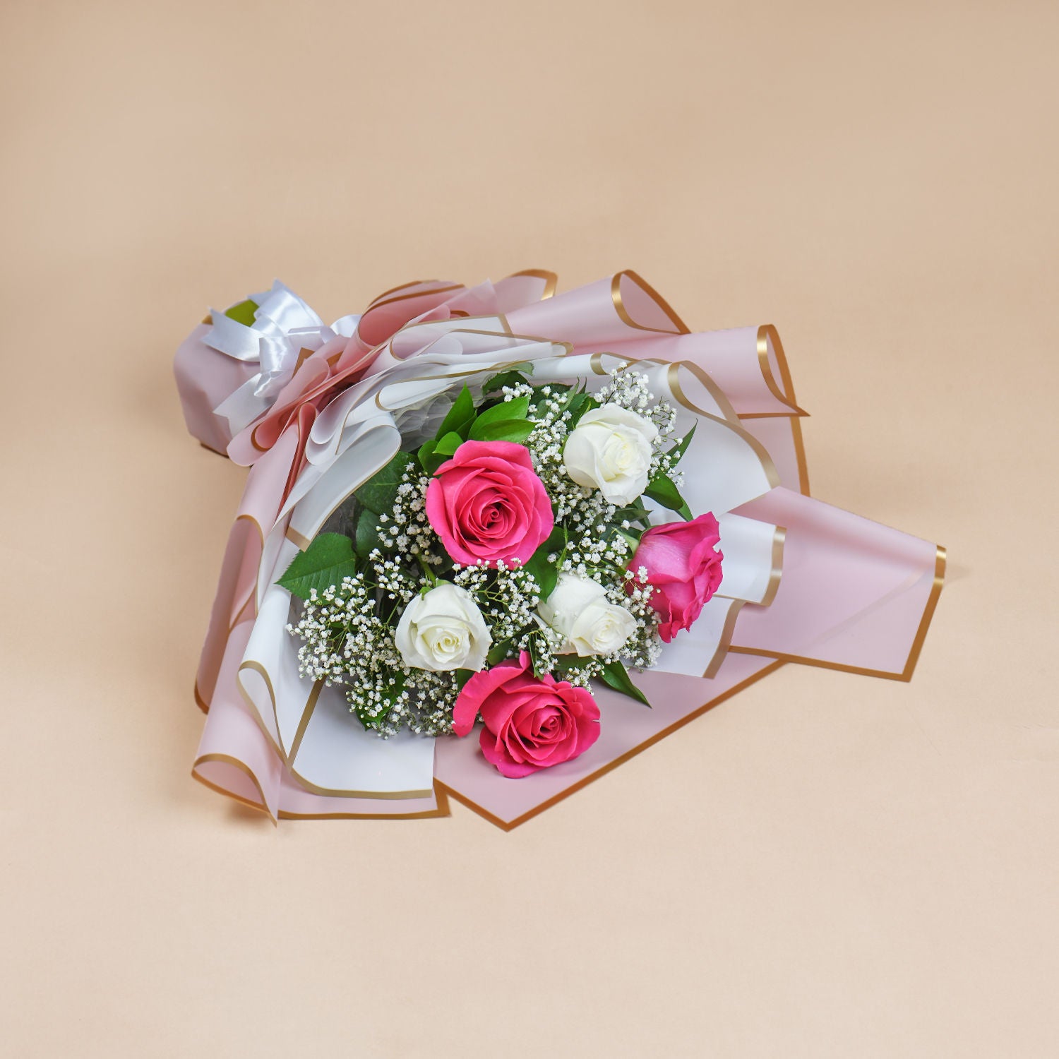 Pink and White Roses Bouquet