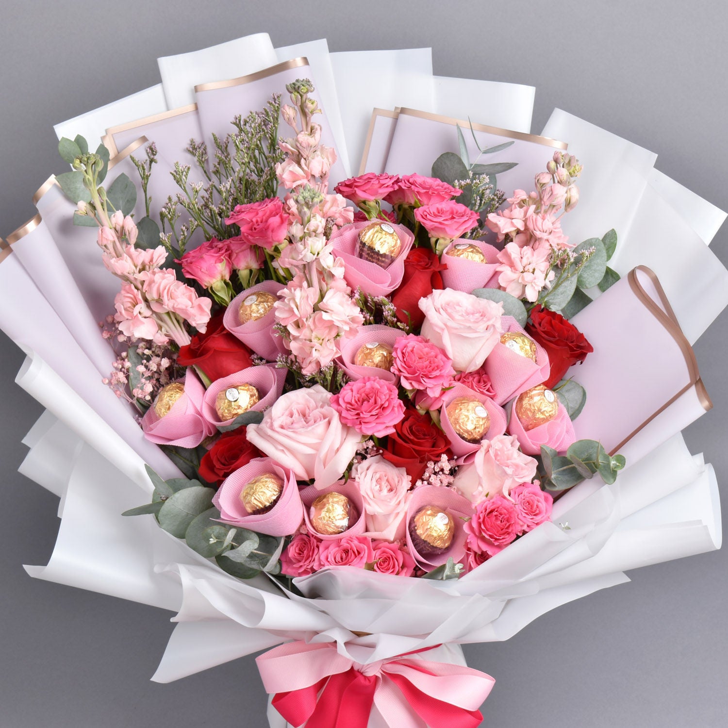 Pink Petals and Chocolates Bouquet