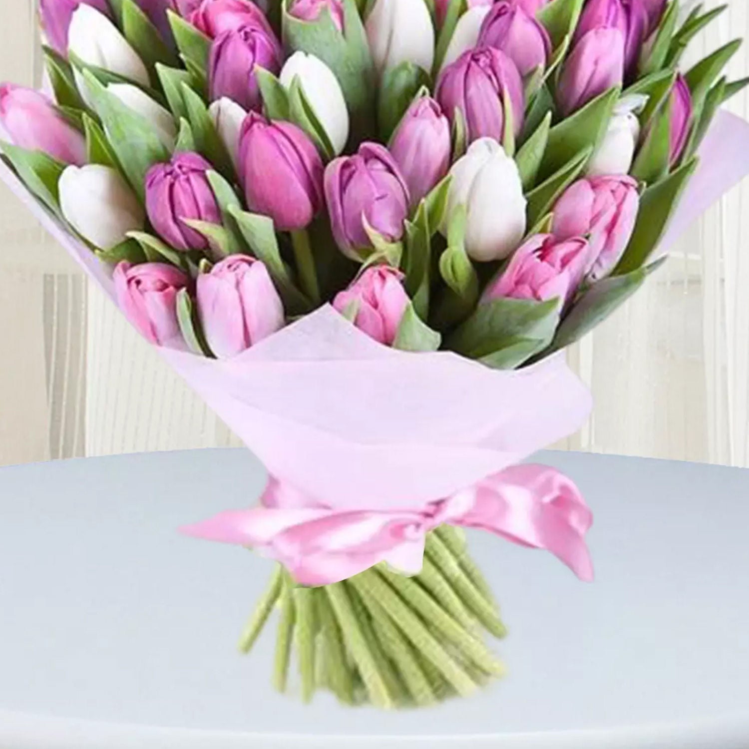 Pink White Tulips Bunch