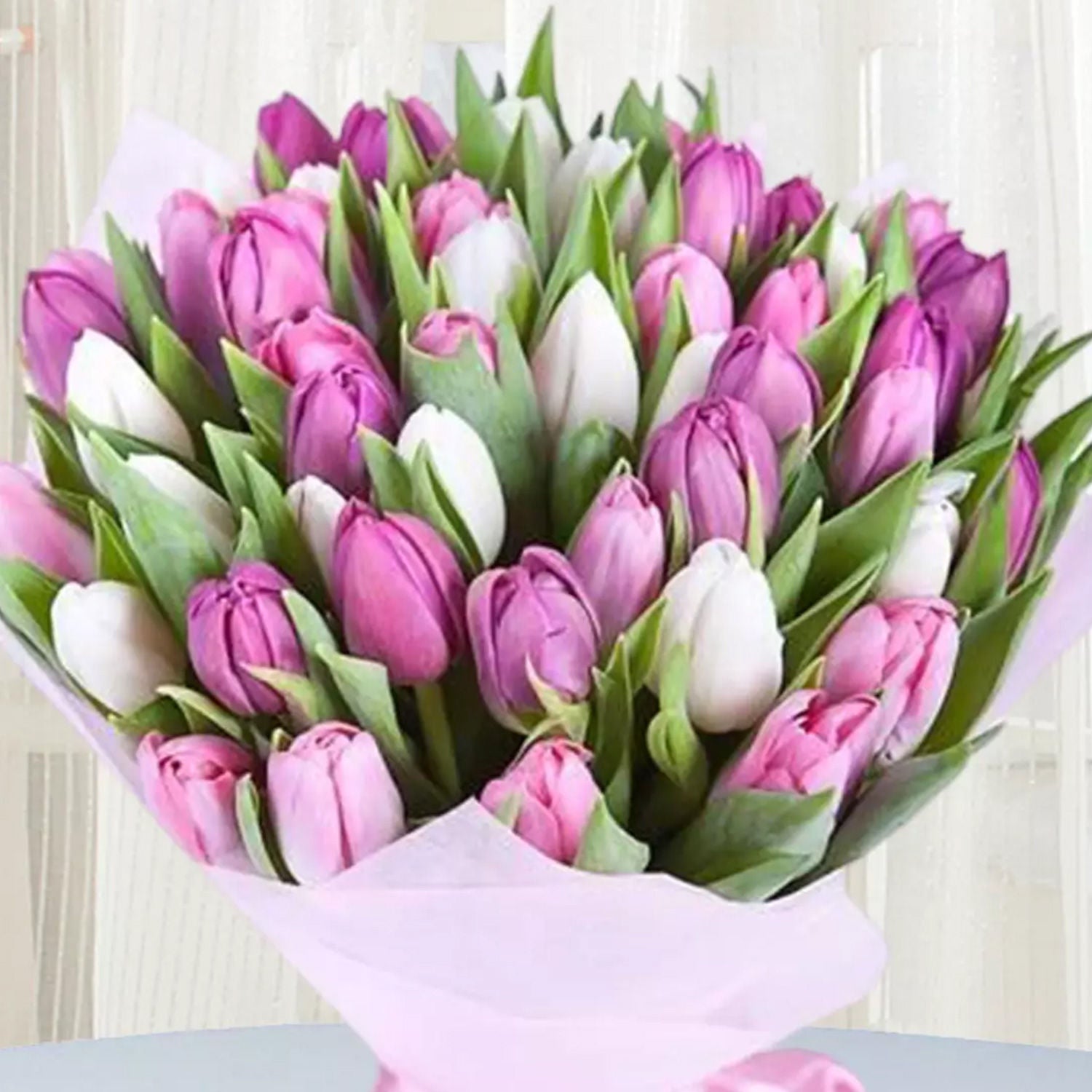 Pink White Tulips Bunch