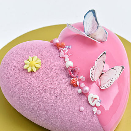 Fluttering Love Heart Cake