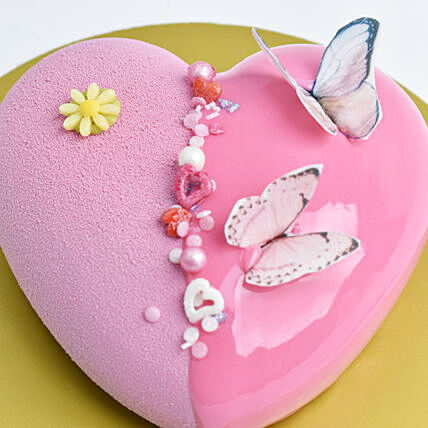 Fluttering Love Heart Cake