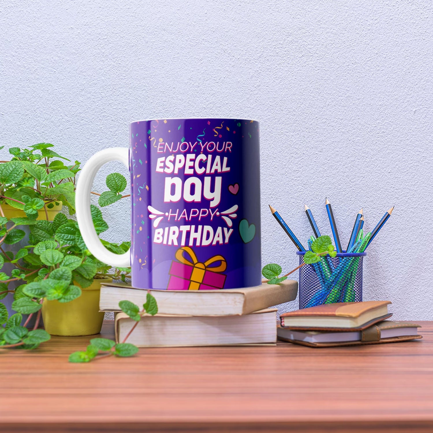 Purple Theamed Birthday Mug